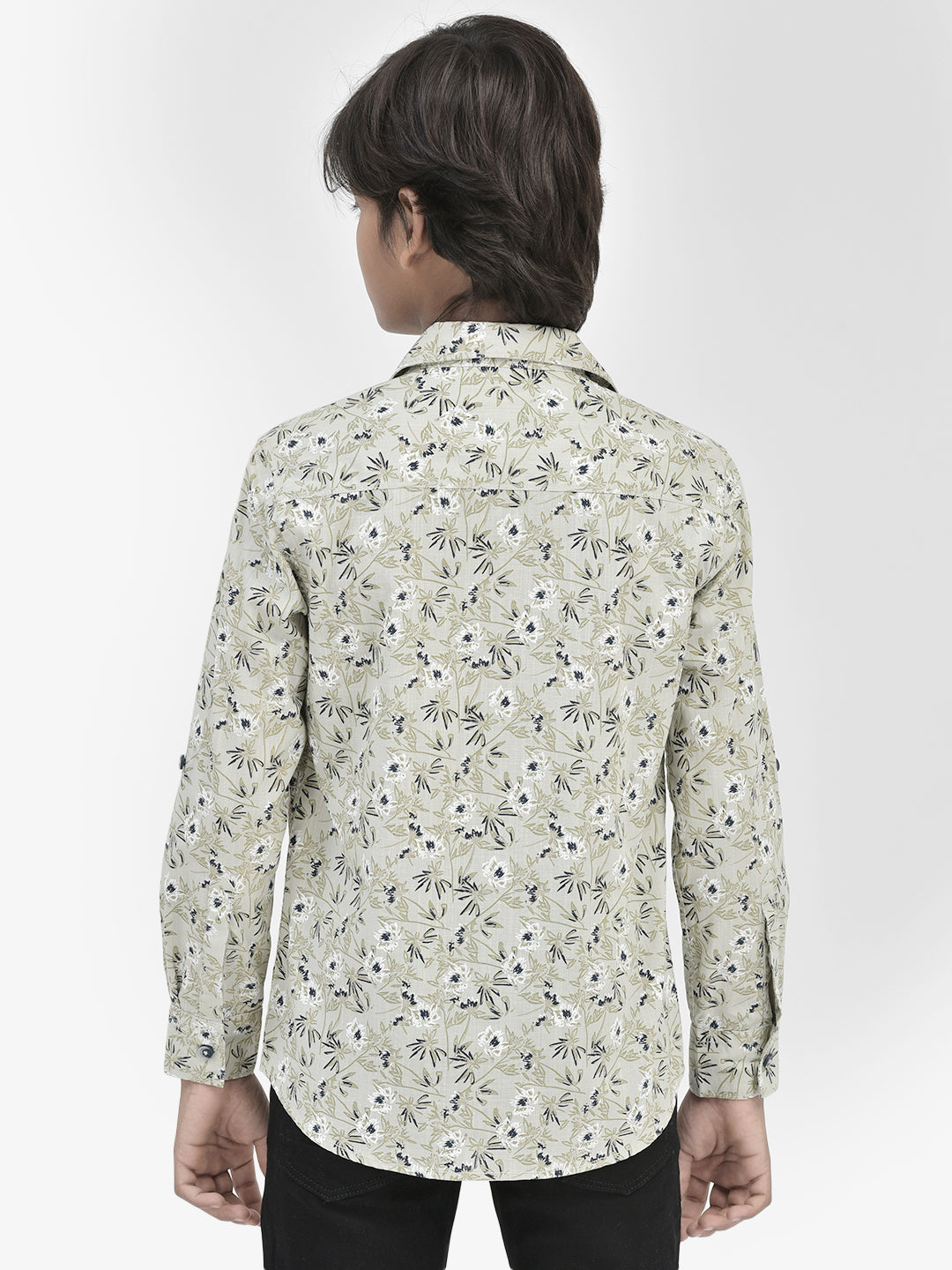 Floral Print Grey Shirt-Boys Shirts-Crimsoune Club