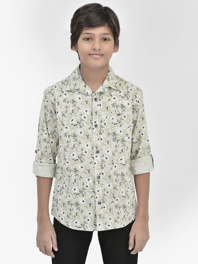 Floral Print Grey Shirt-Boys Shirts-Crimsoune Club