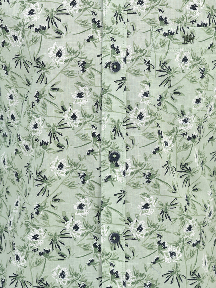 Floral Print Green Shirt-Boys Shirts-Crimsoune Club