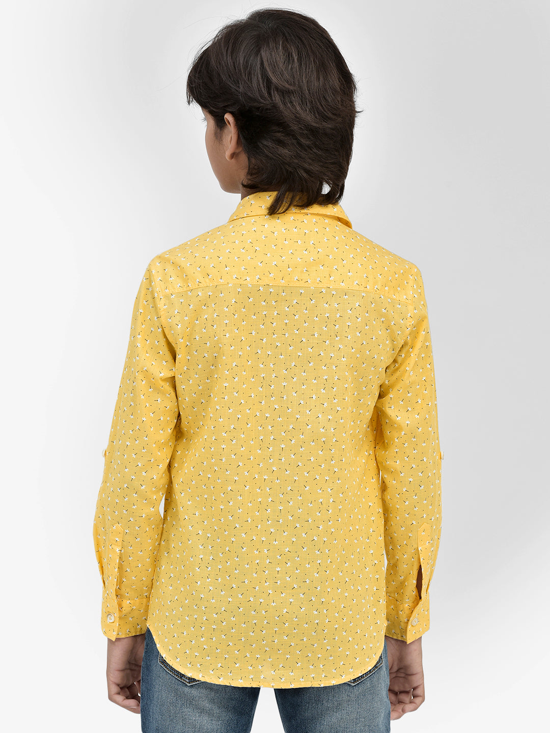 Floral Print Yellow Shirt-Boys Shirts-Crimsoune Club