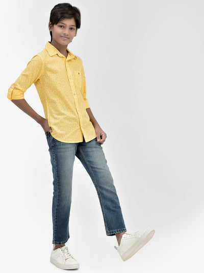Floral Print Yellow Shirt-Boys Shirts-Crimsoune Club