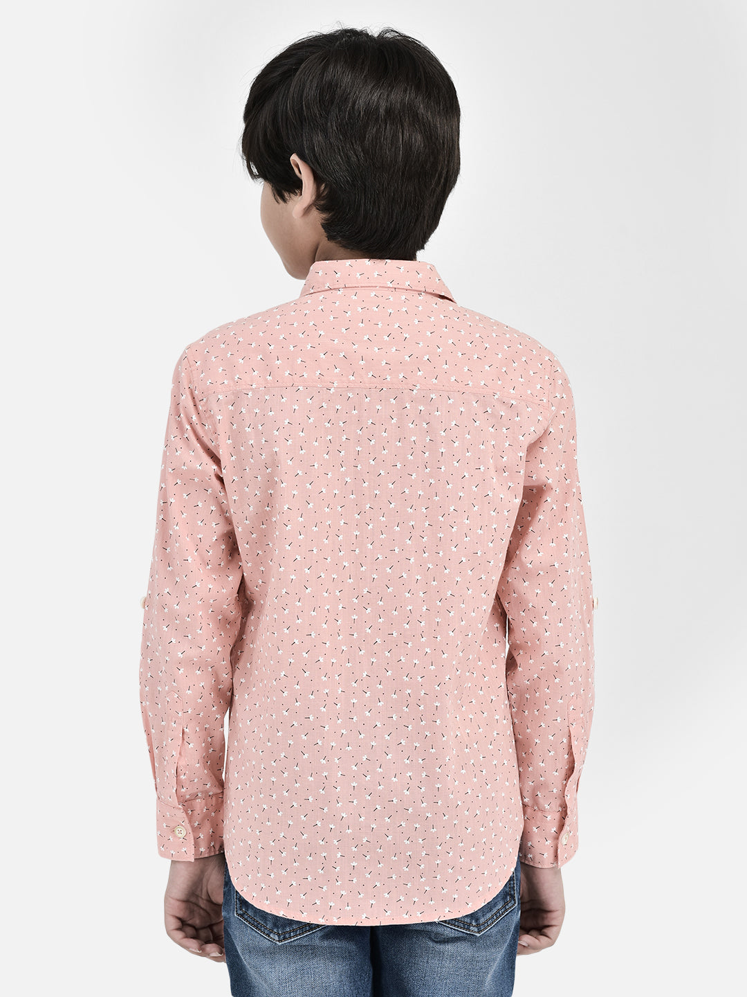 Floral Print Peach Shirt-Boys Shirts-Crimsoune Club