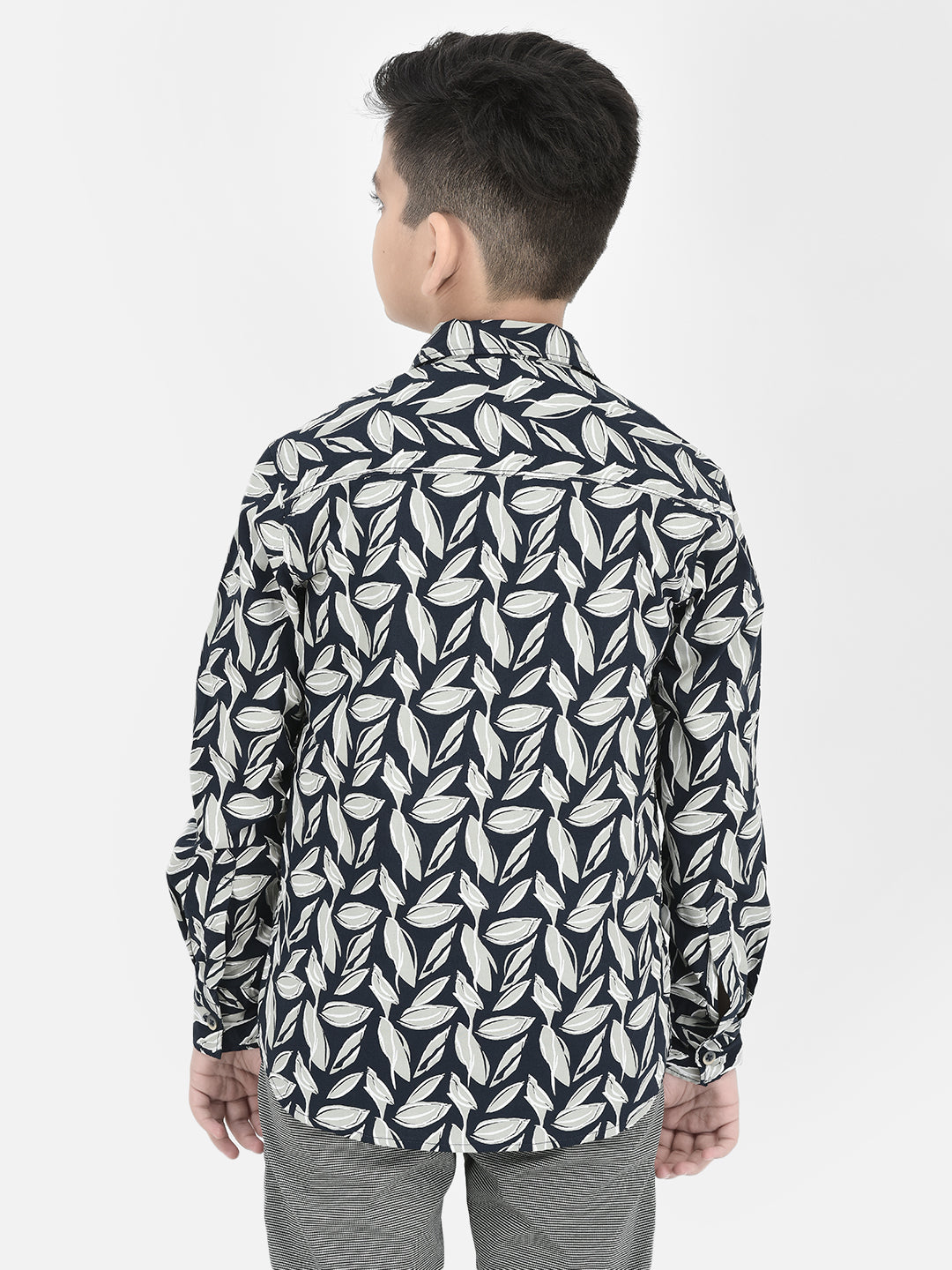 Blue Floral Print Shirt-Boys Shirts-Crimsoune Club