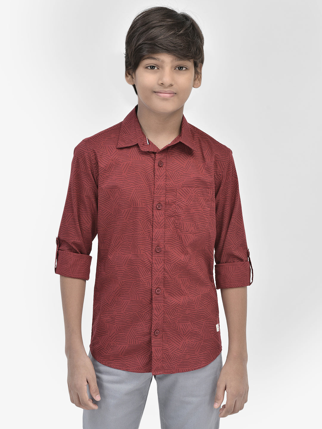 Printed Maroon Shirt-Boys Shirts-Crimsoune Club