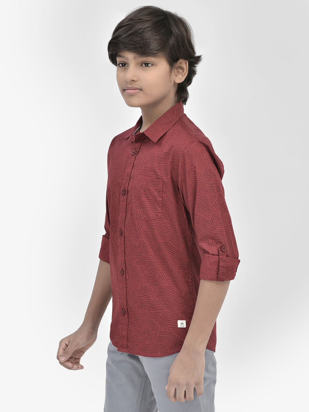 Printed Maroon Shirt-Boys Shirts-Crimsoune Club