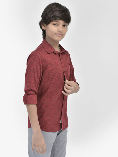 Printed Maroon Shirt-Boys Shirts-Crimsoune Club