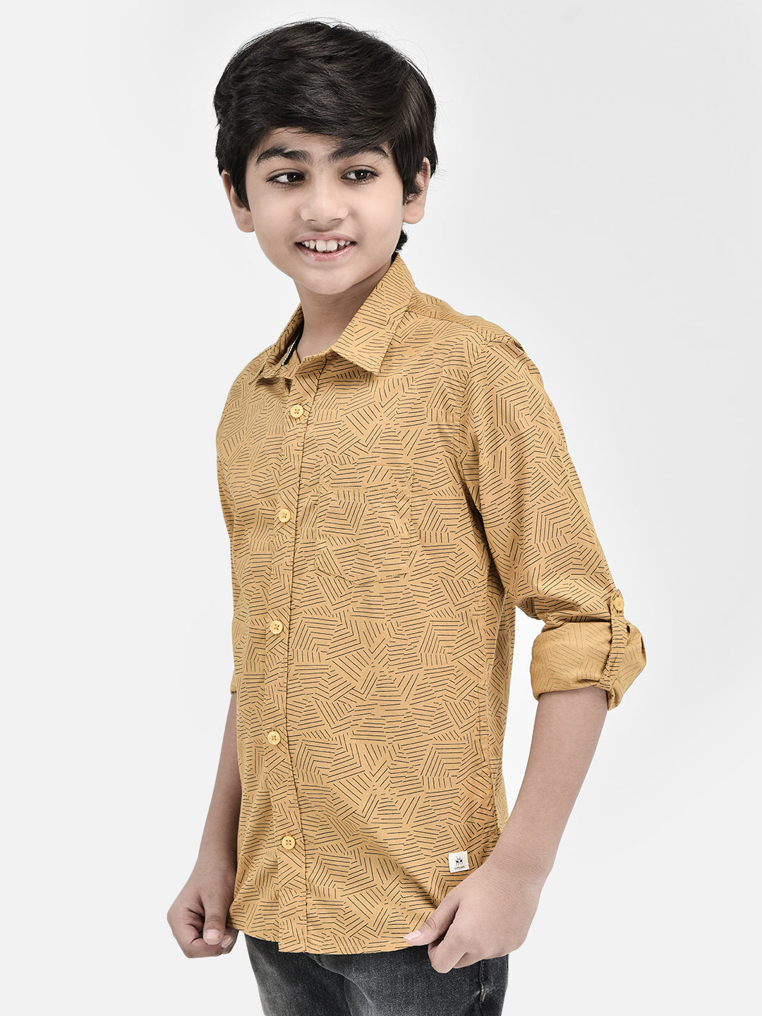 Printed Mustard Shirt-Boys Shirts-Crimsoune Club