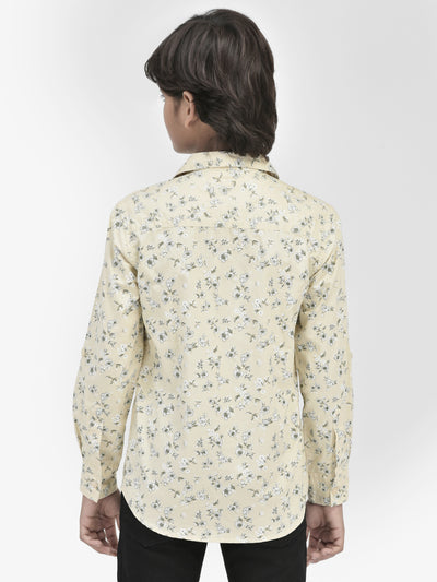 Floral Print Beige Shirt-Boys Shirts-Crimsoune Club