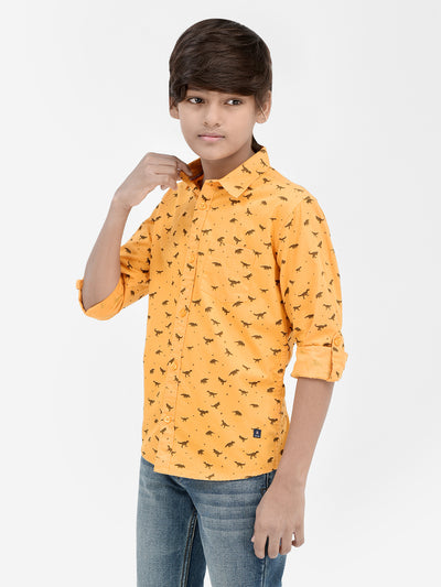 Printed Mustard Shirt-Boys Shirts-Crimsoune Club