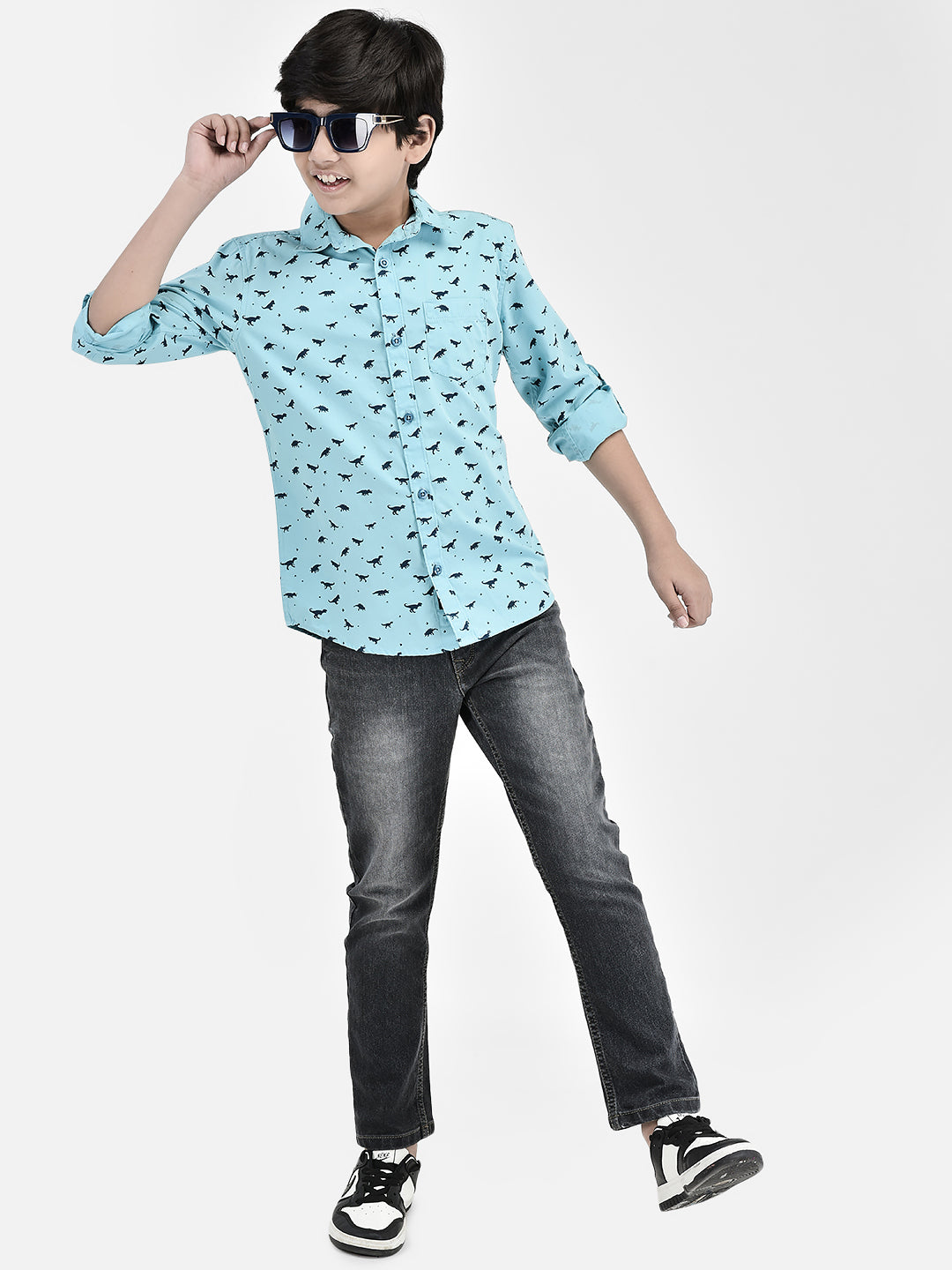 Printed Blue Shirt-Boys Shirts-Crimsoune Club