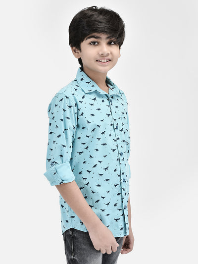 Printed Blue Shirt-Boys Shirts-Crimsoune Club