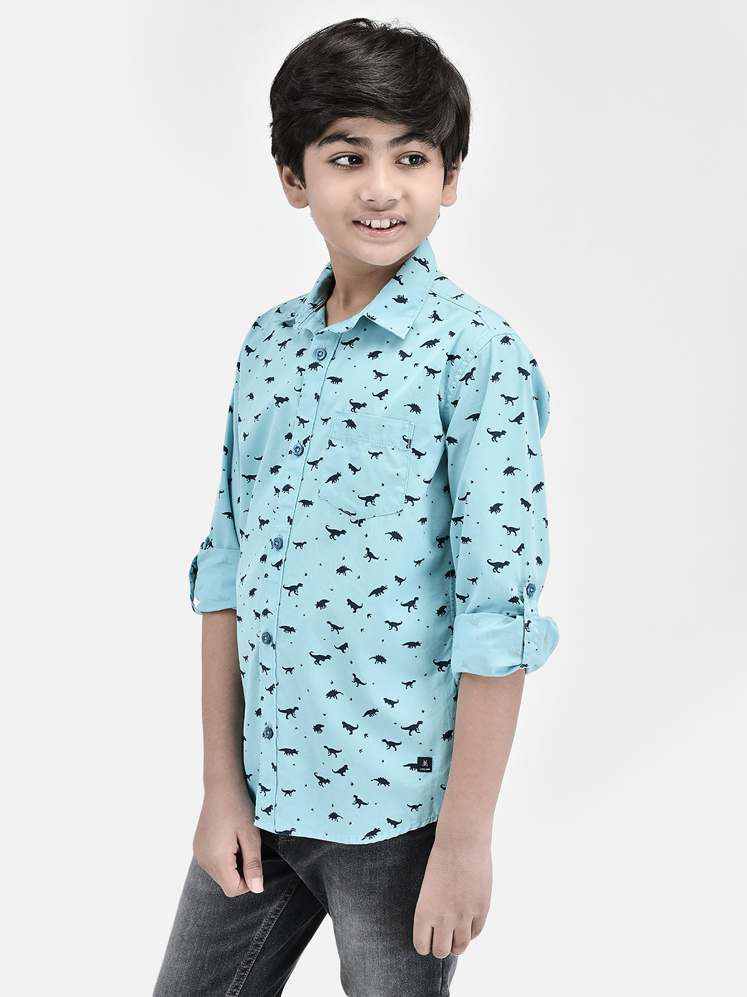 Printed Blue Shirt-Boys Shirts-Crimsoune Club