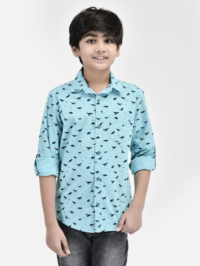 Printed Blue Shirt-Boys Shirts-Crimsoune Club