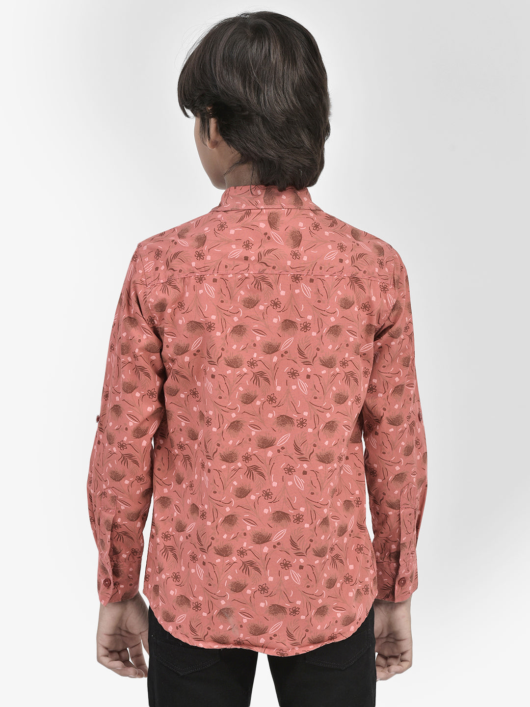 Floral Print Peach Shirt-Boys Shirts-Crimsoune Club