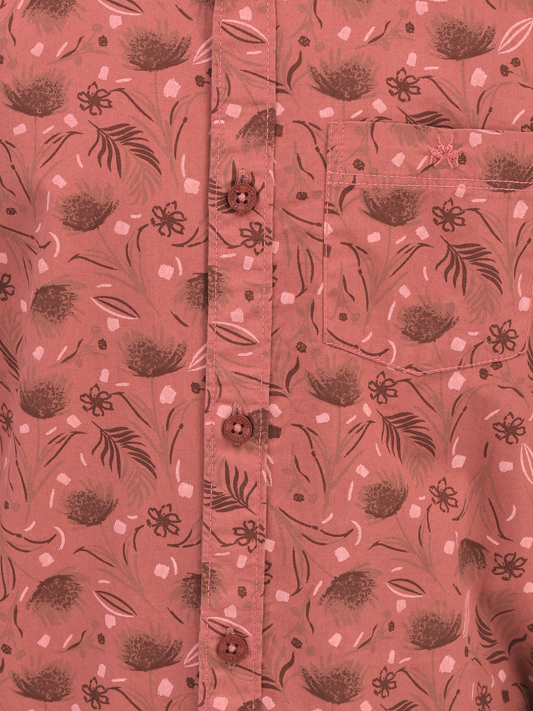 Floral Print Peach Shirt-Boys Shirts-Crimsoune Club