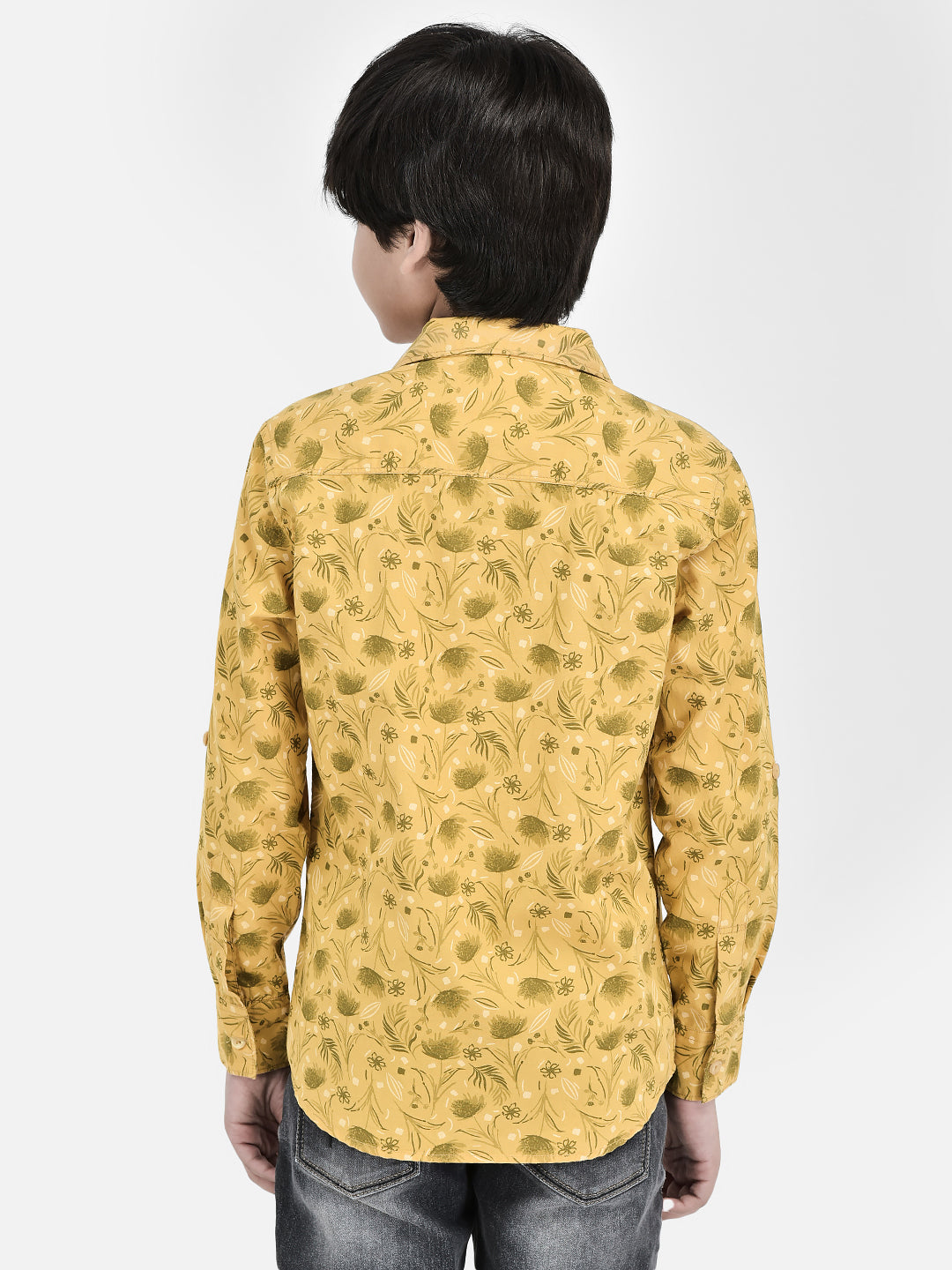 Floral Print Yellow Shirt-Boys Shirts-Crimsoune Club