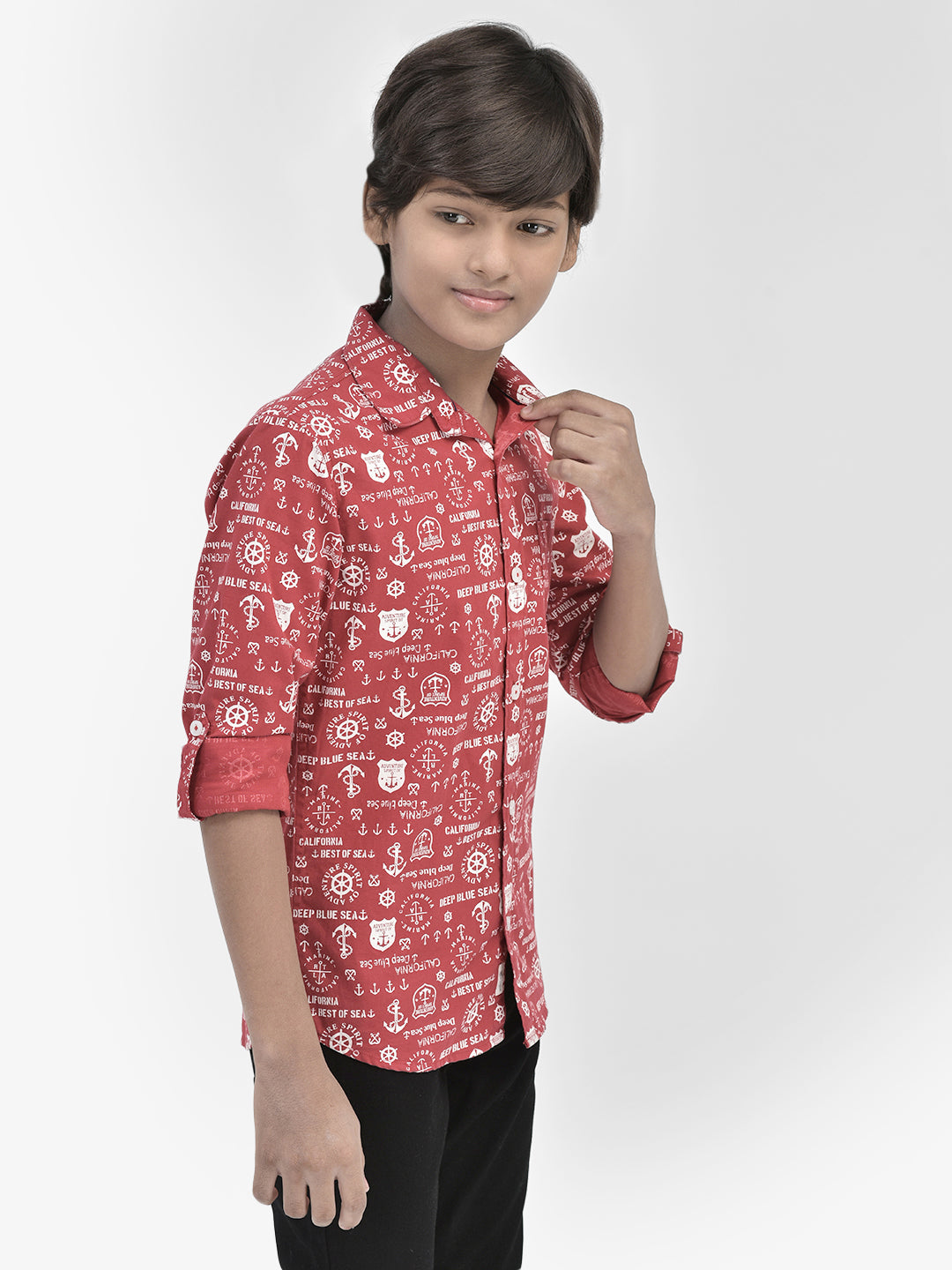 Graphic Red Shirt-Boys Shirts-Crimsoune Club