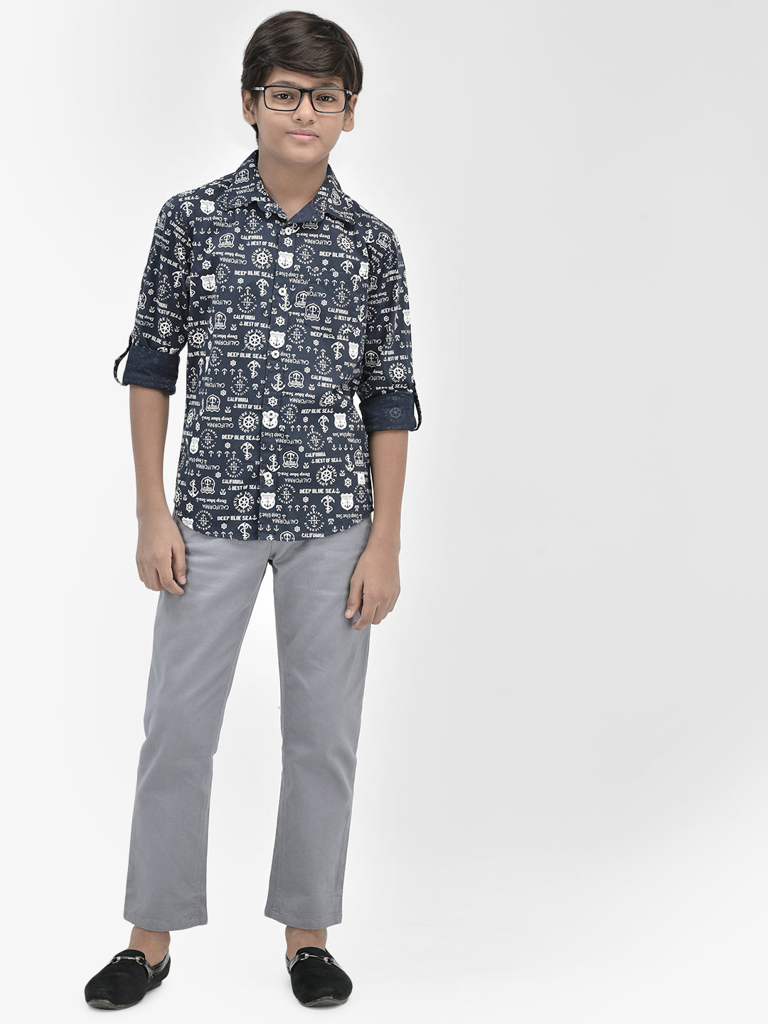 Graphic Navy Blue Shirt-Boys Shirts-Crimsoune Club