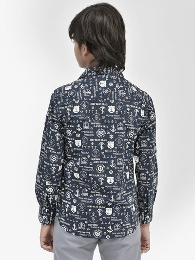 Graphic Navy Blue Shirt-Boys Shirts-Crimsoune Club