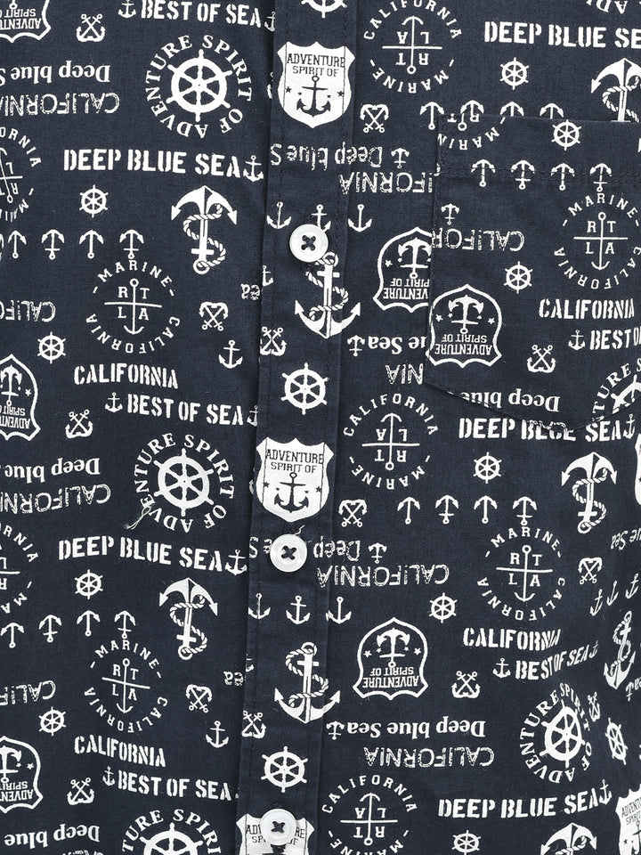 Graphic Navy Blue Shirt-Boys Shirts-Crimsoune Club