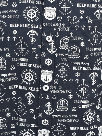 Graphic Navy Blue Shirt-Boys Shirts-Crimsoune Club