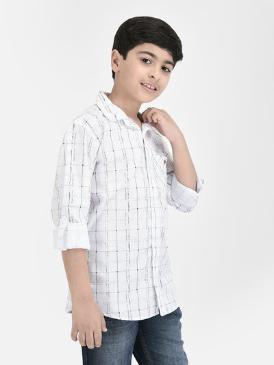 White Checked Shirt-Boys Shirts-Crimsoune Club