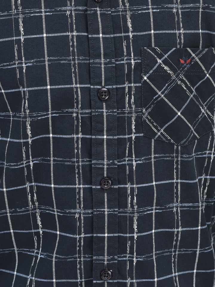 Check Navy Blue Shirt-Boys Shirts-Crimsoune Club