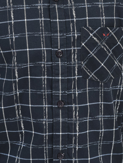 Check Navy Blue Shirt-Boys Shirts-Crimsoune Club