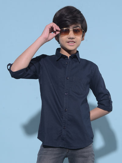 Navy Blue 100% Cotton Shirt-Boys Shirts-Crimsoune Club