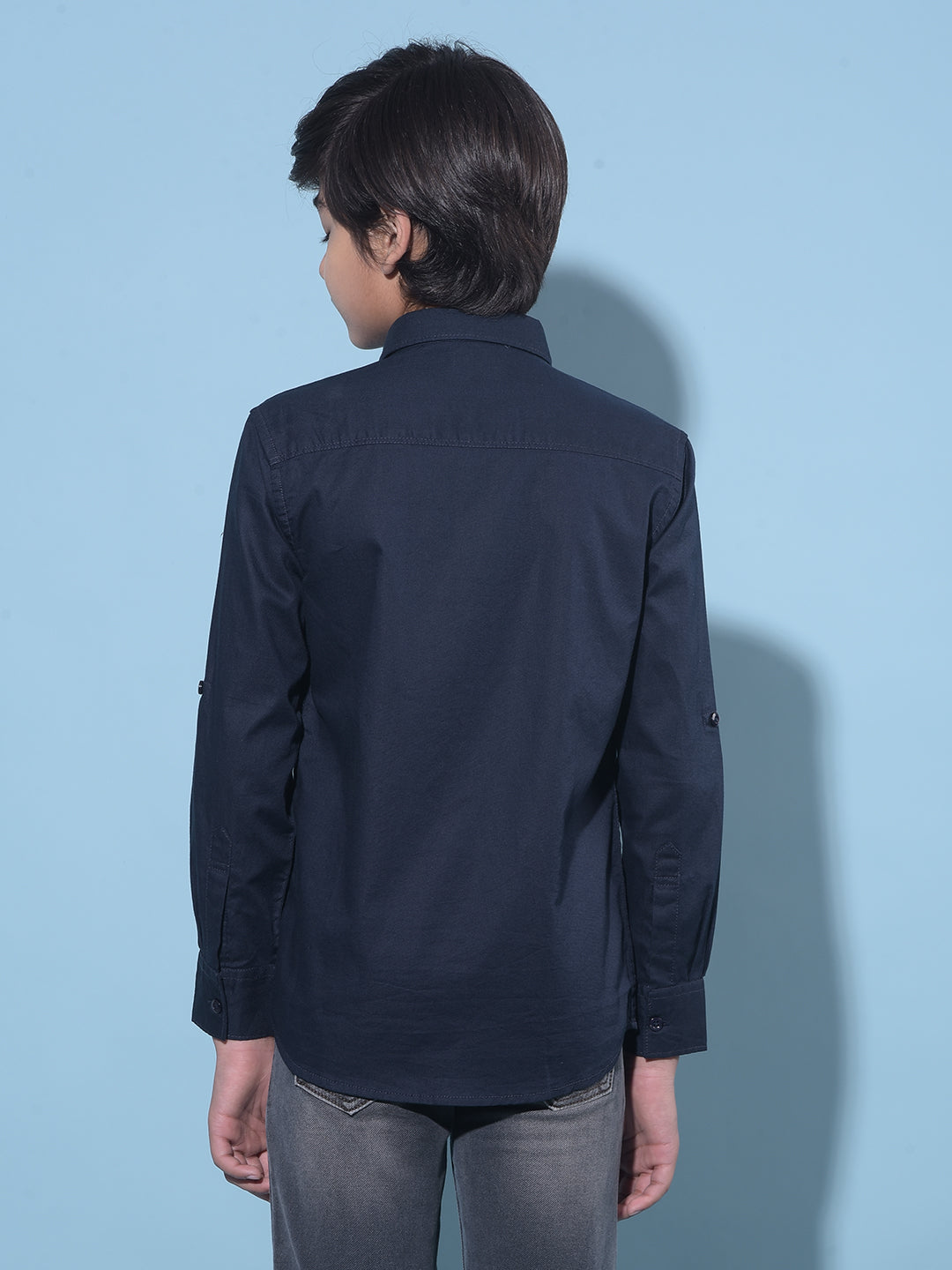 Navy Blue 100% Cotton Shirt-Boys Shirts-Crimsoune Club