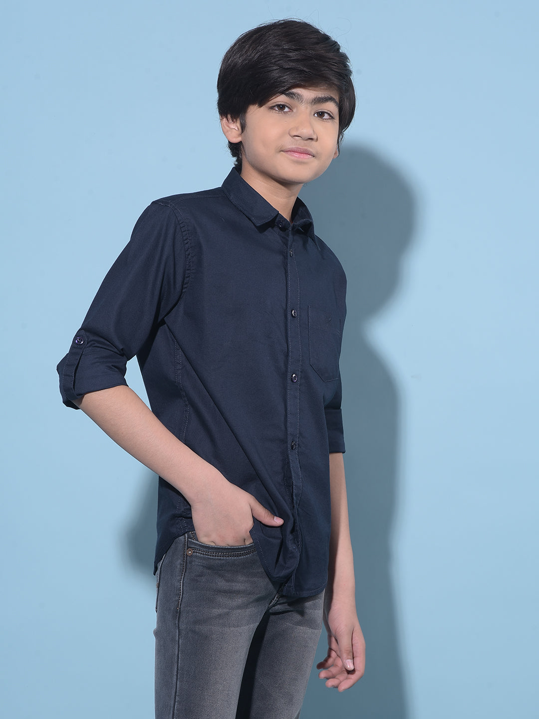 Navy Blue 100% Cotton Shirt-Boys Shirts-Crimsoune Club