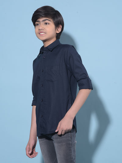 Navy Blue 100% Cotton Shirt-Boys Shirts-Crimsoune Club