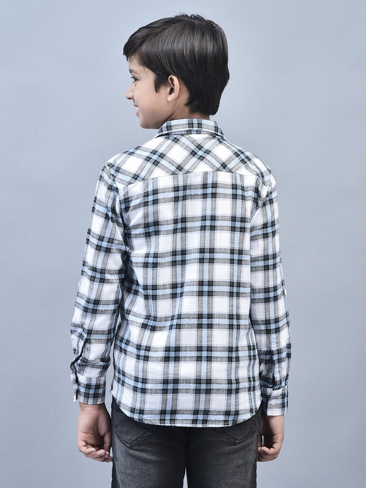 Blue Checked Shirt-Boys Shirts-Crimsoune Club
