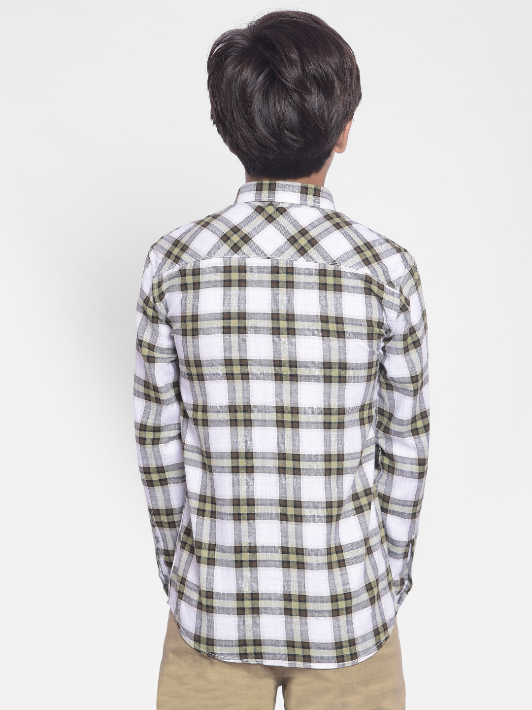 Olive Checked Shirt-Boys Shirts-Crimsoune Club