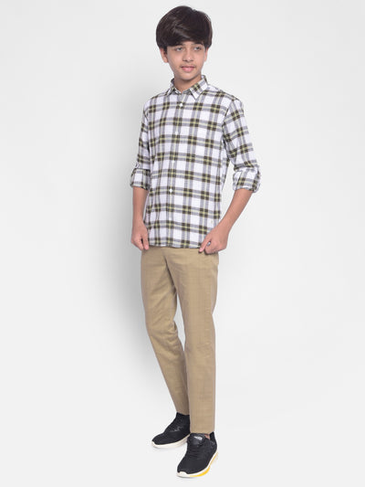 Olive Checked Shirt-Boys Shirts-Crimsoune Club