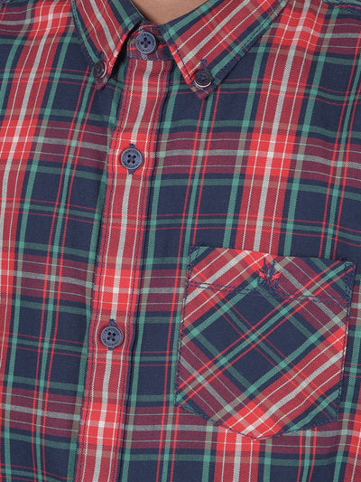 Multicolor Checked Button Down Collar Shirt-Boys Shirts-Crimsoune Club