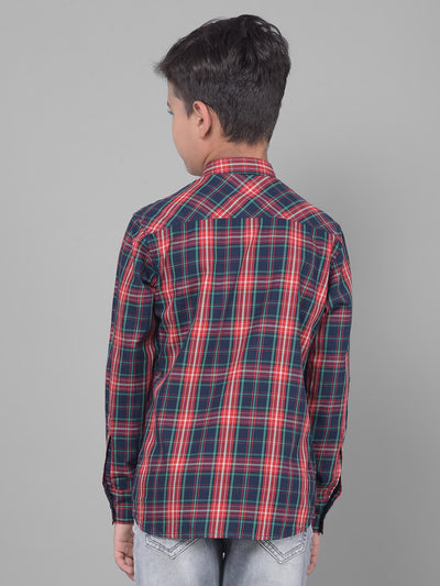 Multicolor Checked Button Down Collar Shirt-Boys Shirts-Crimsoune Club