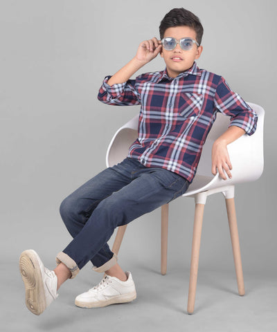 Maroon Checked Shirt-Boys Shirts-Crimsoune Club