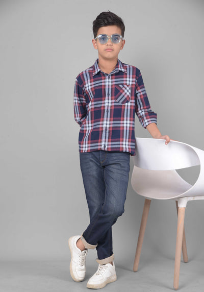 Maroon Checked Shirt-Boys Shirts-Crimsoune Club