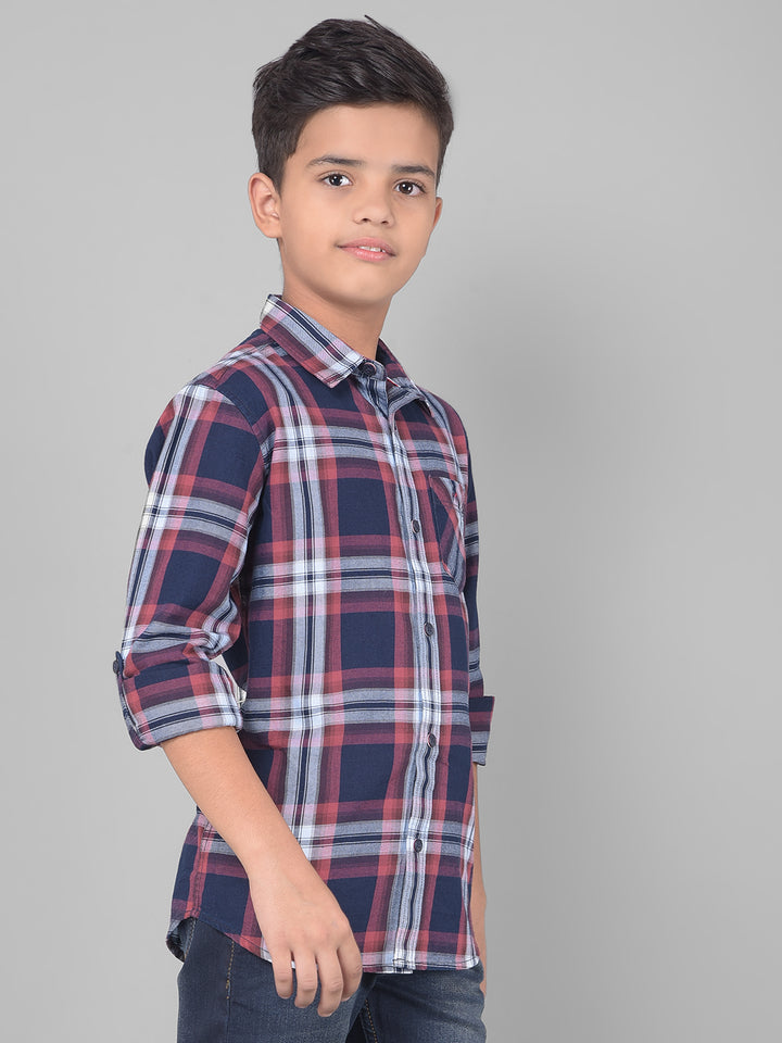 Maroon Checked Shirt-Boys Shirts-Crimsoune Club