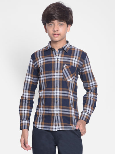 Brown Checked Shirt-Boys Shirts-Crimsoune Club