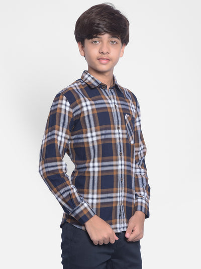 Brown Checked Shirt-Boys Shirts-Crimsoune Club