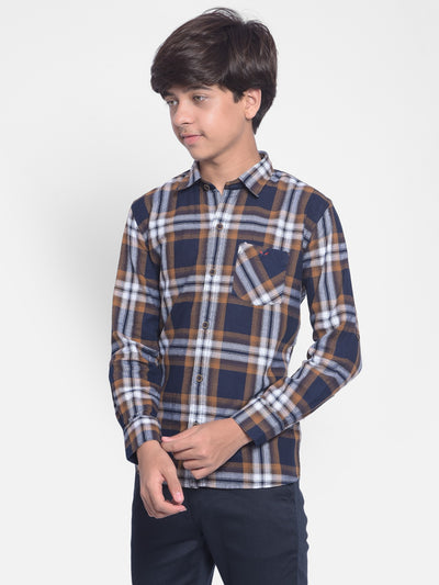 Brown Checked Shirt-Boys Shirts-Crimsoune Club