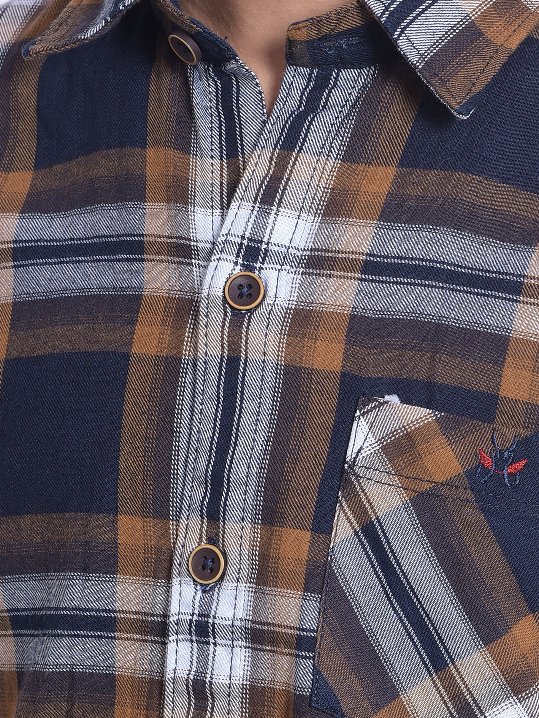 Brown Checked Shirt-Boys Shirts-Crimsoune Club