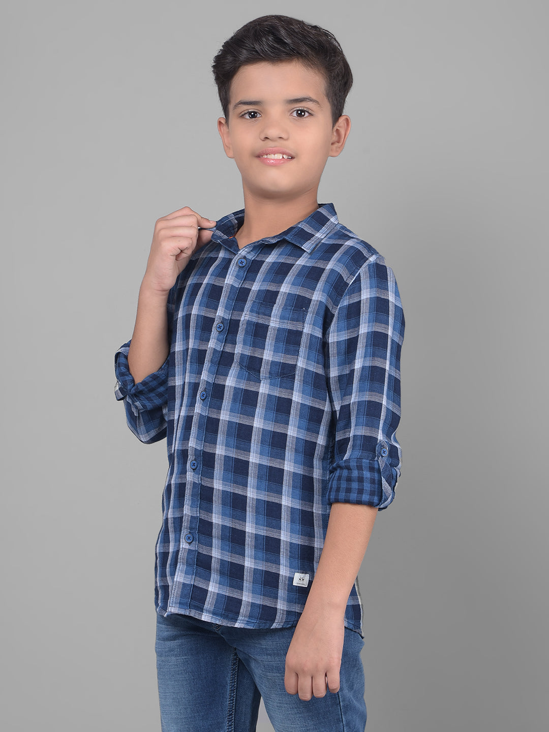 Blue Checked Shirt-Boys Shirts-Crimsoune Club