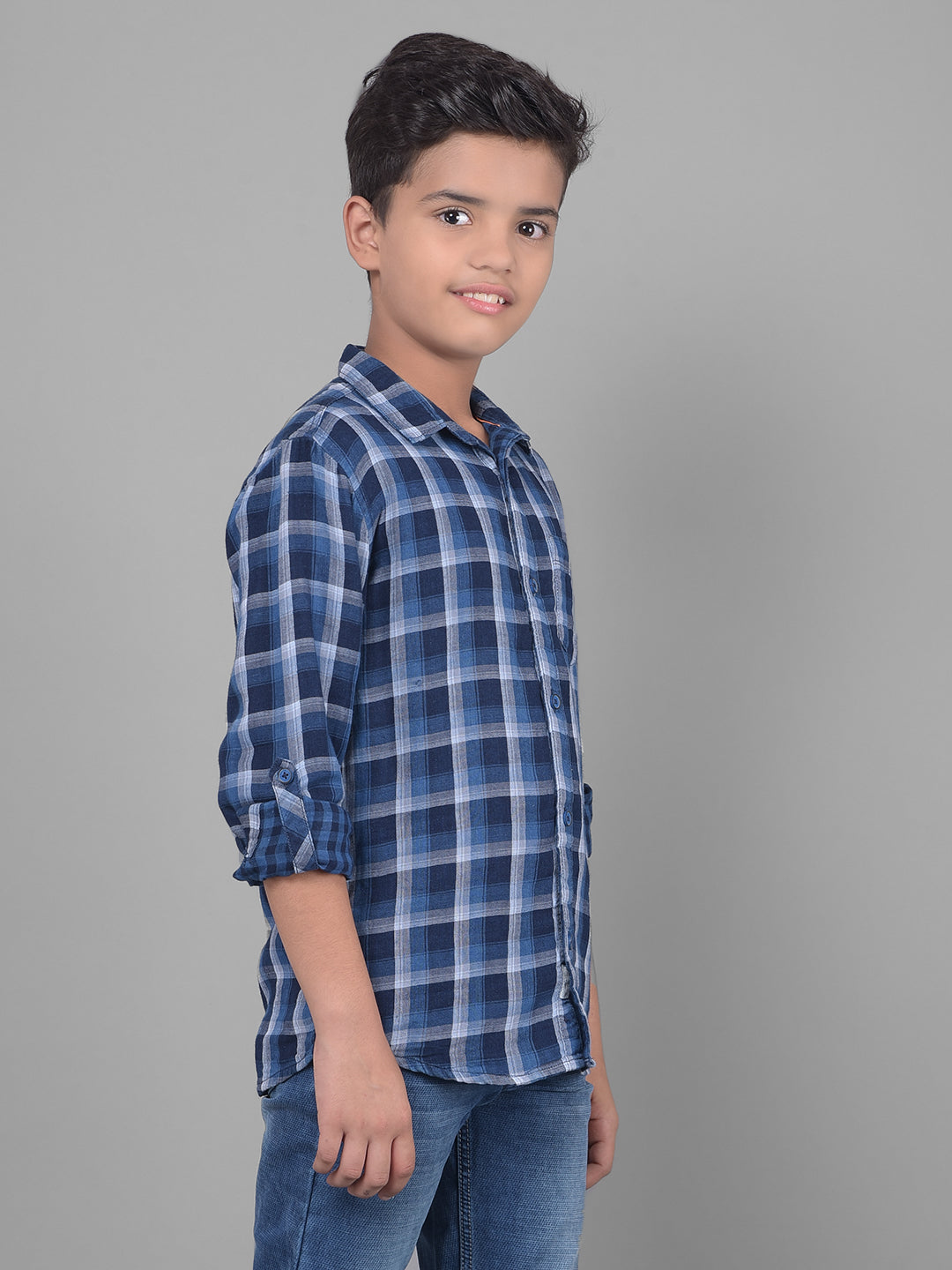 Blue Checked Shirt-Boys Shirts-Crimsoune Club