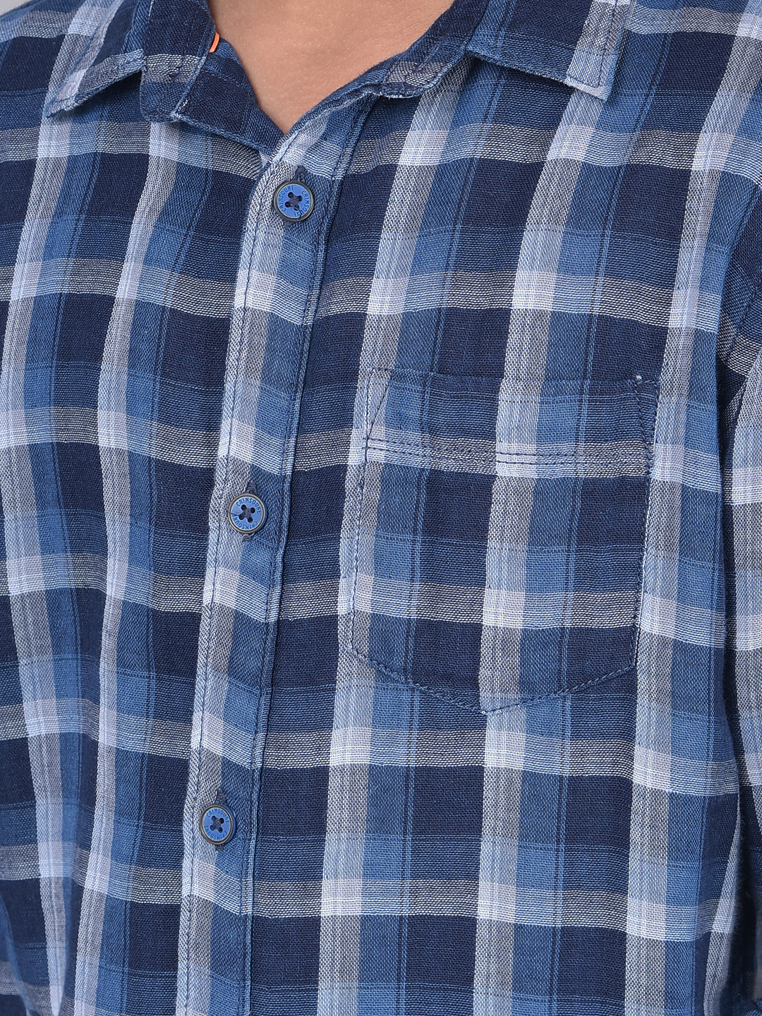 Blue Checked Shirt-Boys Shirts-Crimsoune Club