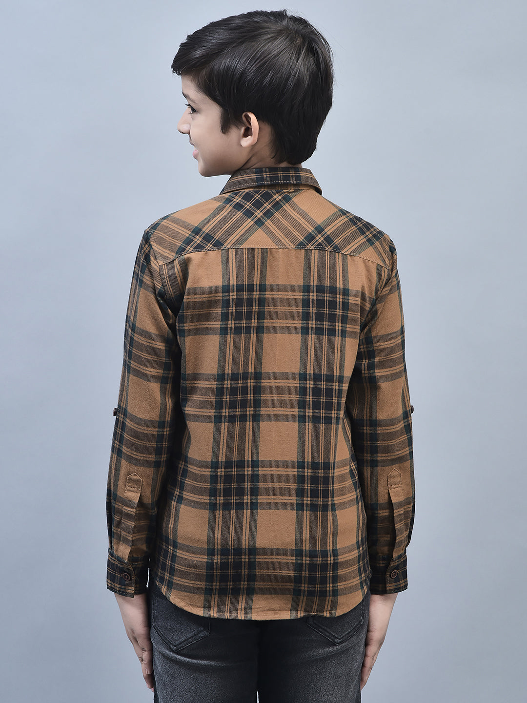 Brown Checked Shirt-Boys Shirts-Crimsoune Club