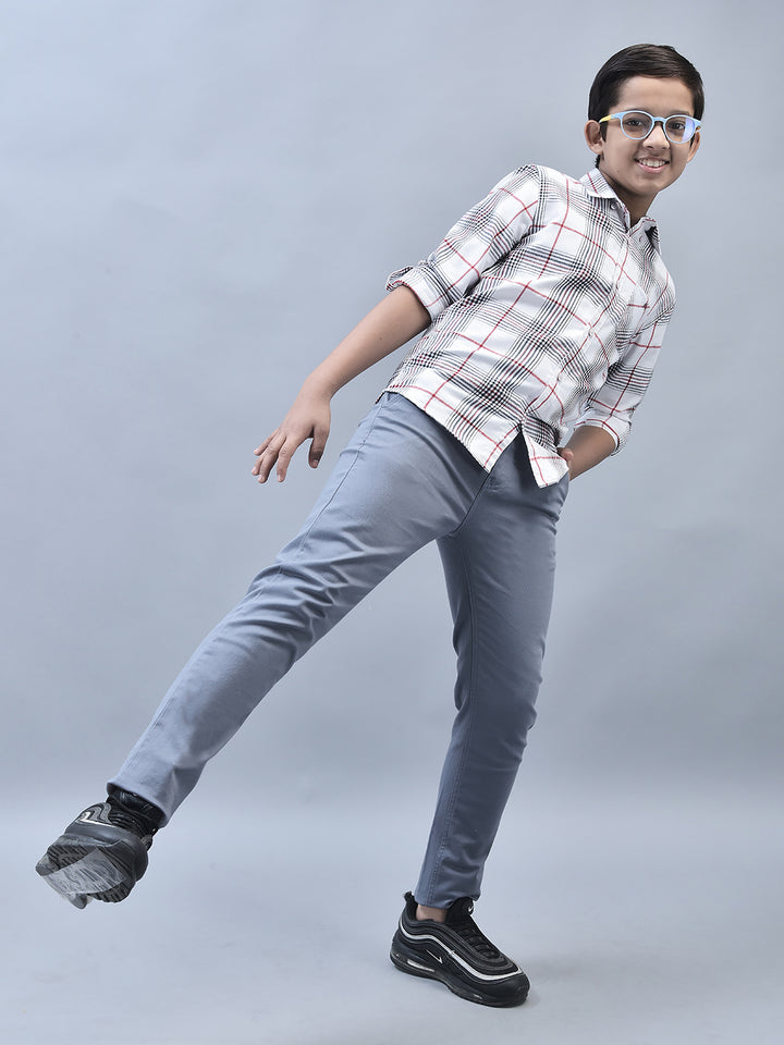 White Checked Shirt-Boys Shirts-Crimsoune Club