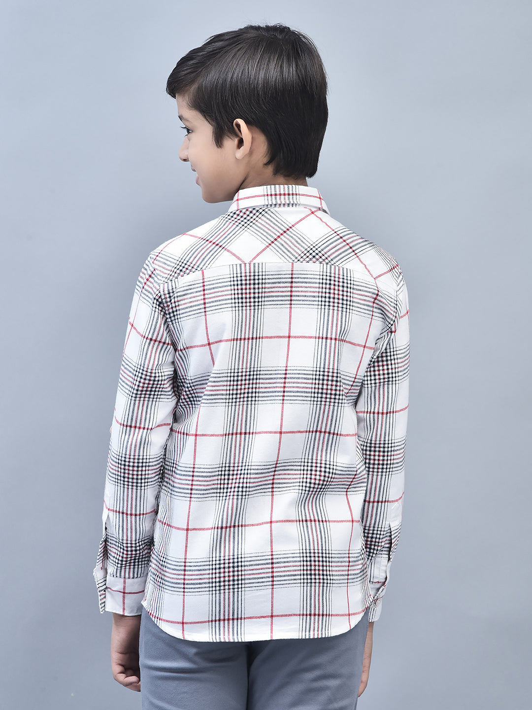 White Checked Shirt-Boys Shirts-Crimsoune Club